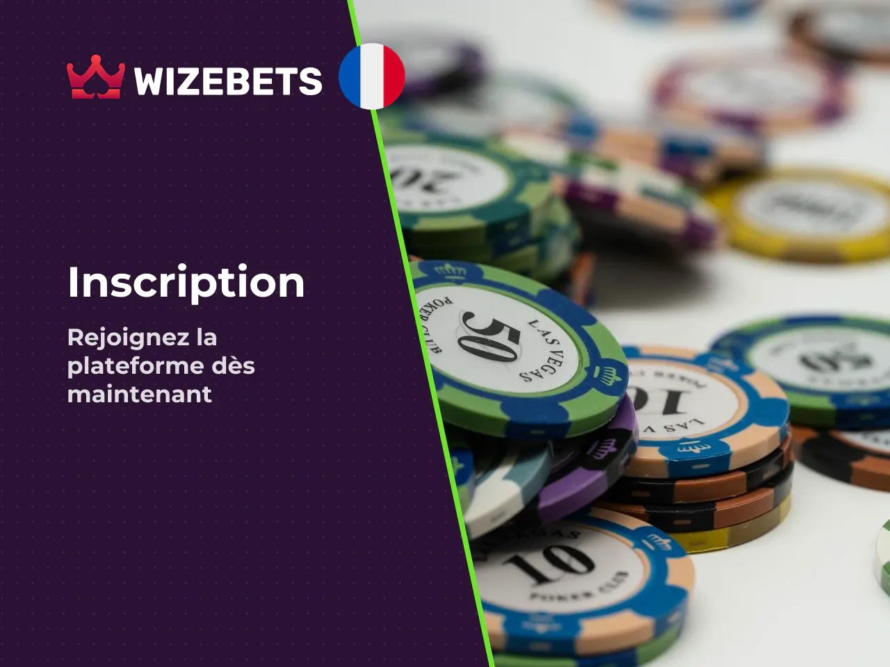 Inscription sur le casino Wizebets website
